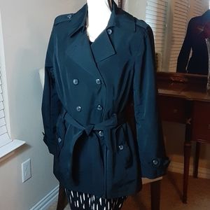 East 5th Black Double Breasted Rain Jacket  Large